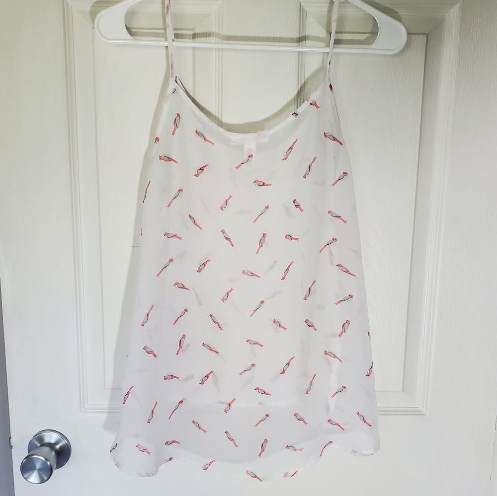 🍉 bird print sheer tank